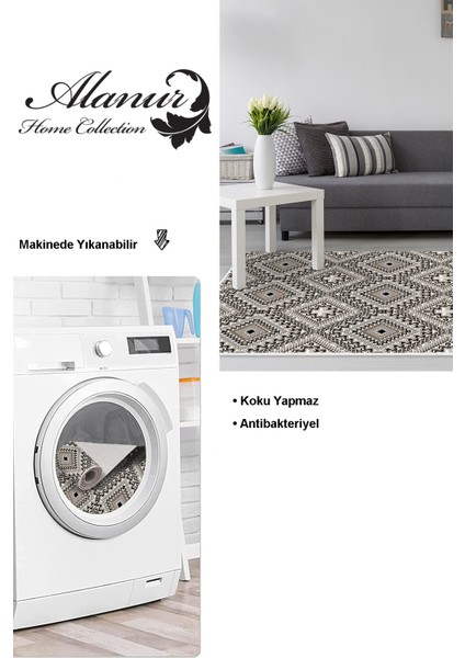Dijital Salon Halısı Trend Keçe Kaymaz Taban Iskandinav Melanie Kahve Krem modelleri