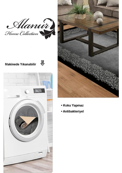 Dijital Salon Halısı Yıldız Deri Kaymaz Taban Modern Roana Gri
