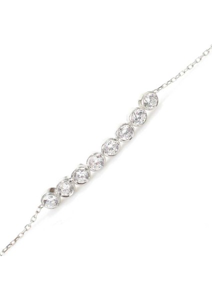 925 Ayar Gümüş Zirkon Taşlı 8 Sıra Suyolu Bileklik