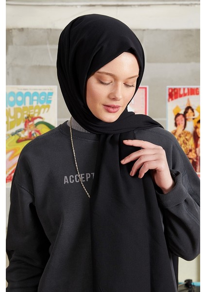 Fivescarf Kot Dikişli Pamuk Koton Şal Siyah