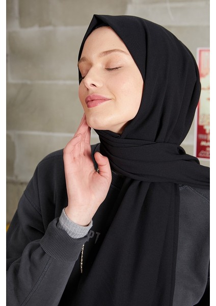 Fivescarf Kot Dikişli Pamuk Koton Şal Siyah