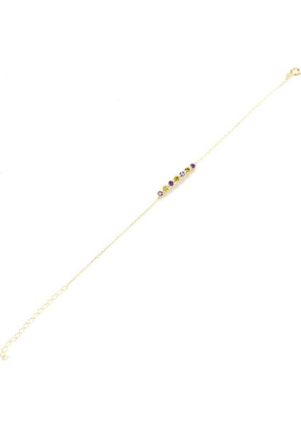 925 Ayar Gümüş Renkli Taşlı 7 Sıra Suyolu Bileklik - WBHYL275 fiyatları