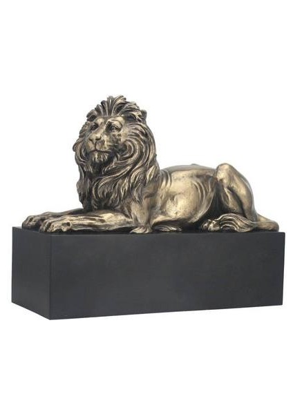 Bronz Renk Muhafız Aslan Figür 22CM
