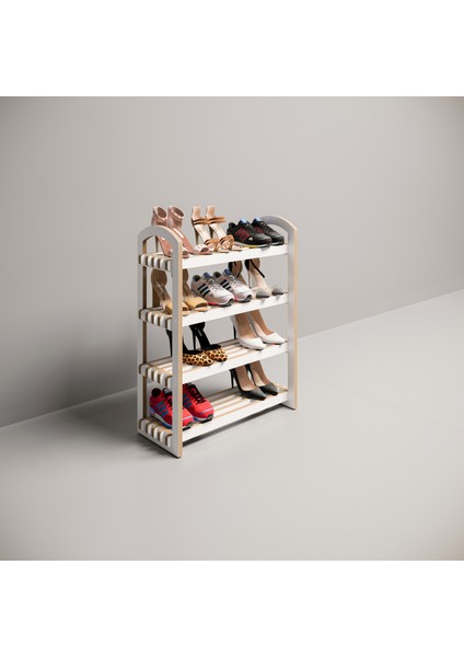 Demonte Portatif 4 Raflı Ayakkabılık Çok Amaçlı Dolap Antre Kapı Önü %100 Mdf