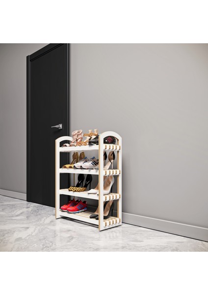 Demonte Portatif 4 Raflı Ayakkabılık Çok Amaçlı Dolap Antre Kapı Önü %100 Mdf
