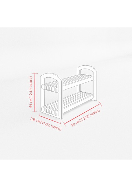 Demonte Portatif 2 Raflı Ayakkabılık Çok Amaçlı Dolap Kapı Önü Antre Hol %100 Mdf