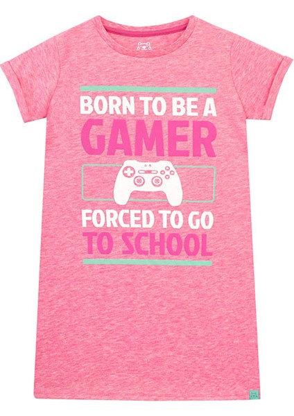 Gamer Kız Çocuk Pembe Gecelik