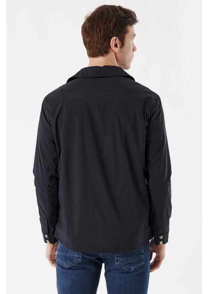 Slim Fit Çıt Çıt Kapamalı Yan ve Üstten Kapak Cepli Astarlı Ince Baharlık Mont