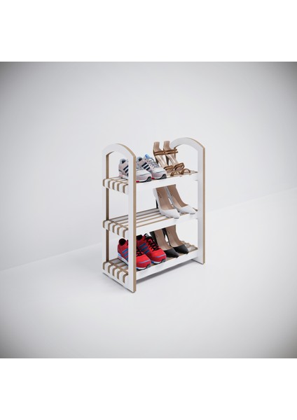 Demonte Portatif 3 Raflı Dar Ayakkabılık Çok Amaçlı Dolap Antre Kapı Önü %100 Mdf