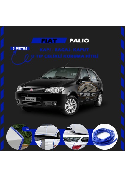 Fiat Palio Oto Araç Kapı Koruma Fitili 5metre Parlak Mavi Renk