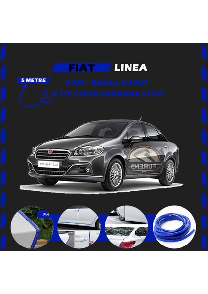 Fiat Linea Oto Araç Kapı Koruma Fitili 5metre Parlak Mavi Renk