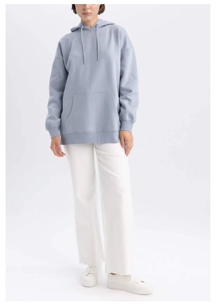 Kapüşonlu Basic Kanguru Cepli Oversize Sweatshirt- 300 fiyatları