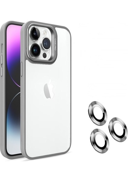Iphone 15 Pro Kılıf Standlı Kamera Lens Koruyucu Alp + Ekran Koruyucu