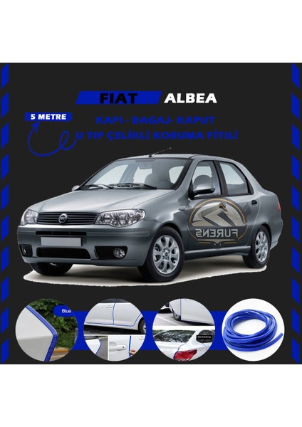 Fiat Albea Oto Araç Kapı Koruma Fitili 5metre Parlak Mavi Renk