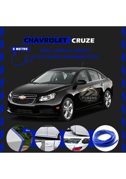 Chevrolet Oto Araç Kapı Koruma Fitili 5metre Parlak Mavi Renk