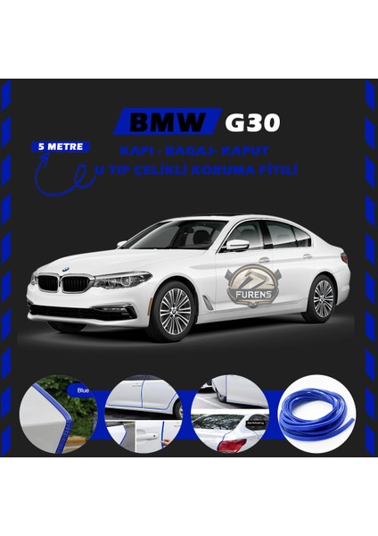Bmw G30 Oto Araç Kapı Koruma Fitili 5metre Parlak Mavi Renk