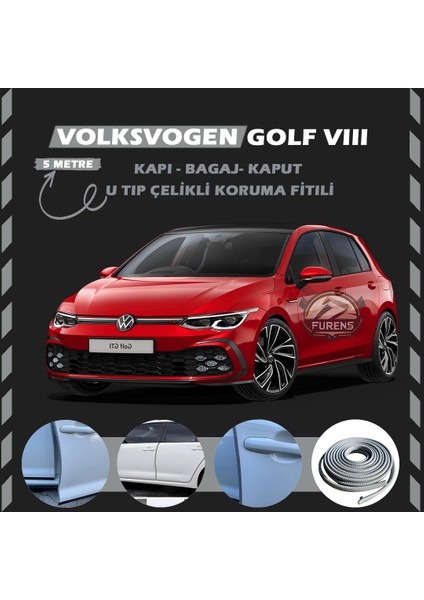 Volksvogen Golf 8 Oto Araç Kapı Koruma Fitili 5metre Parlak Gri Renk