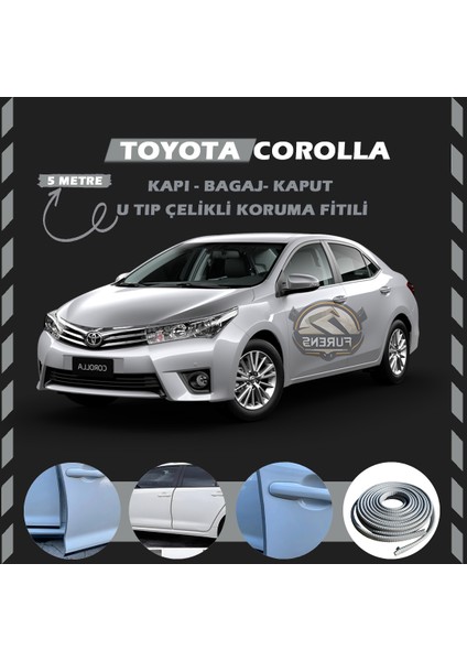 Toyota Corolla Oto Araç Kapı Koruma Fitili 5metre Parlak Gri Renk