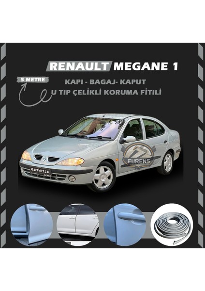 Renault Megane 1 Oto Araç Kapı Koruma Fitili 5metre Parlak Gri Renk