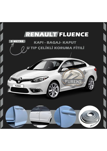 Renault Fluence Oto Araç Kapı Koruma Fitili 5metre Parlak Gri Renk