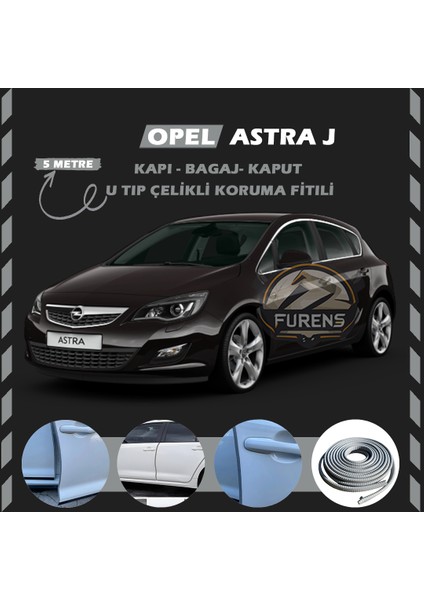 Opel Astra J Oto Araç Kapı Koruma Fitili 5metre Parlak Gri Renk