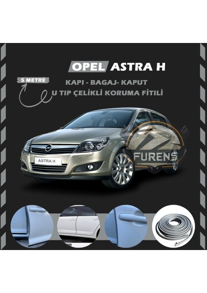 Opel Astra H Oto Araç Kapı Koruma Fitili 5metre Parlak Gri Renk