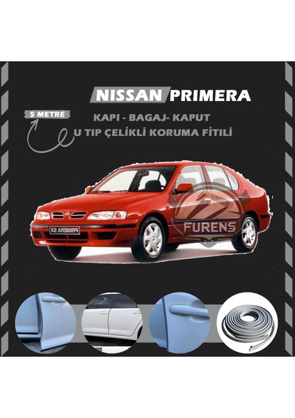 Nissan Primera Oto Araç Kapı Koruma Fitili 5metre Parlak Gri Renk