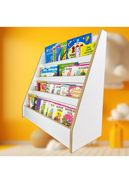 Bebek Çocuk Oyun Odası Melis Serisi Montessori Kitaplık - Çocuk Odası Kitap Rafı - Yerden Kitaplık