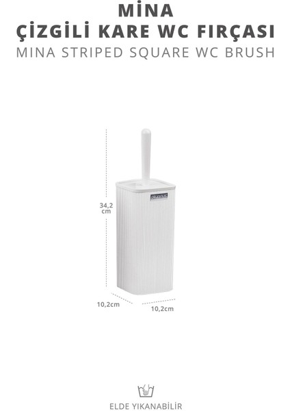 Mina Beyaz Çizgili Kare Wc Fırçalık modelleri