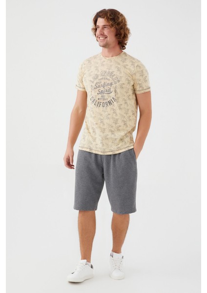 Surfing Spirit Koyu Bej Erkek Bermuda Pijama Takım