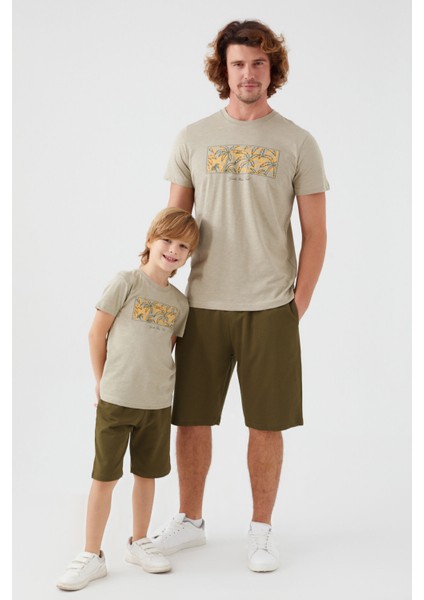 Guide Your Soul Açık Haki Erkek Bermuda Pijama Takım fiyatları