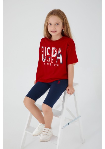 Kız Garson Bermuda Tayt Takım Kırmızı