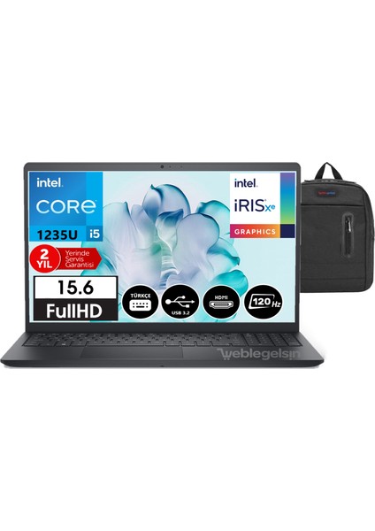 INSPIRON15 3520 Intel Core I5-1235U 8gb 1tb SSD 15,6" Fhd 120Hz WINDOWS11PRO Taşınabilir Bilgisayar INS35202405200935+WEBLEGELSINÇANTA