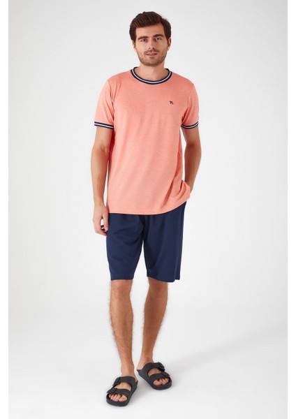 Prettily Pembe Erkek Uzun Kol Bermuda Pijama Takım