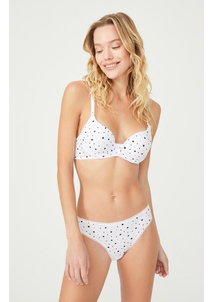 Puantiyeli Sütyen Takımı Penye Desteksiz Balenli Cnsy 170TK