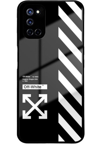 Oppo A52 ile Uyumlu Silikon Arkası Cam Kapak White Tasarımlı Cam Kılıf