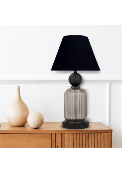 Lotus Opal Black Cam Koni Abajur