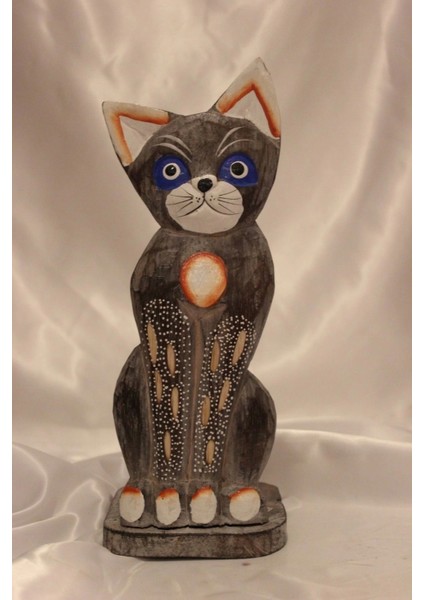 Peçetelik Kağıt Havluluk Kedi Figürlü Açık Gri