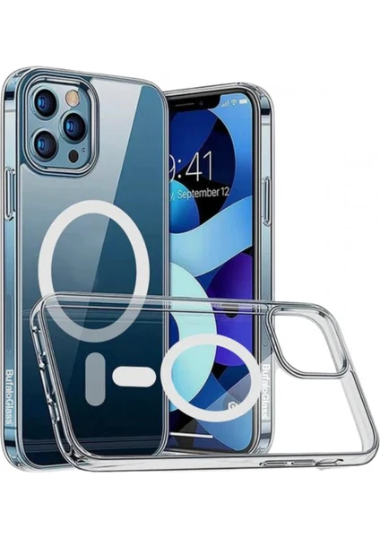 Bufalo Glass iPhone 15 Pro MagSafe Uyumlu Case Şeffaf Sararmaz Darbe Önleyici Kılıf