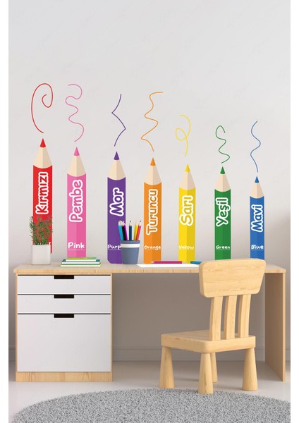 Renkleri Öğreniyorum Çocuk Odası Kreş Cam Duvar Sticker Seti