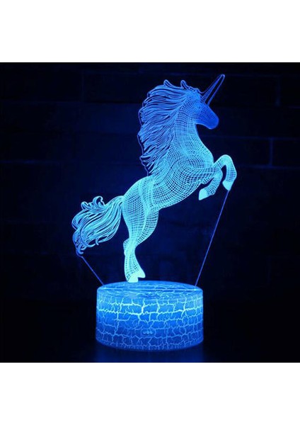 (Unicorn B) 3D Illusion Galaxy Unicorn Gece Işık LED Dokunmatik Lamba Masası Yatak Odası Dekor Hediyeler (Yurt Dışından)