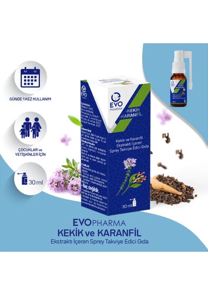 Evopharma Kekik ve Karanfil Ekstraktı İçeren Sprey Takviye Edici Gıda