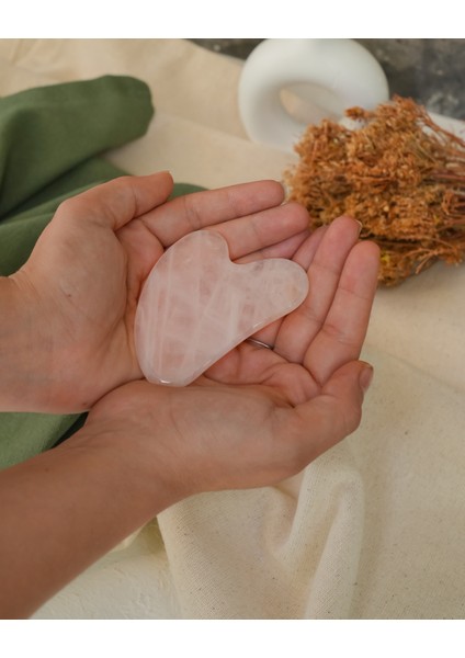 Pembe Kuvars Gua Sha Doğal Taş modelleri