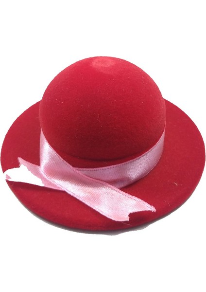 Kadife Şapka Şeklinde Figür Yüzük Kutusu (Pembe Kurdelalı)