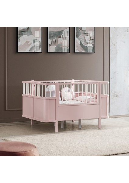 Mdf Beşik Siesta Büyüyen Beşik 90 x 130 - Siesta Karyola 90 x 190 - Pembe