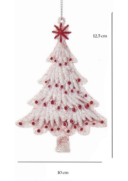 Beyaz Çam Ağacı Kırmızı Işıltılı Yılbaşı Süsü – 12,5cm fiyatları