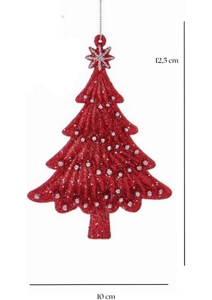Beyaz Işıltılı Kırmızı Çam Ağacı Yılbaşı Süsü – 12,5cm fiyatları