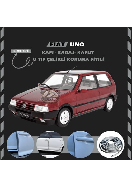 Fiat Uno Oto Araç Kapı Koruma Fitili 5metre Parlak Gri Renk