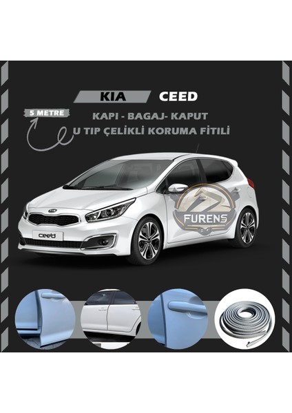 Kia Ceed Oto Araç Kapı Koruma Fitili 5metre Parlak Gri Renk