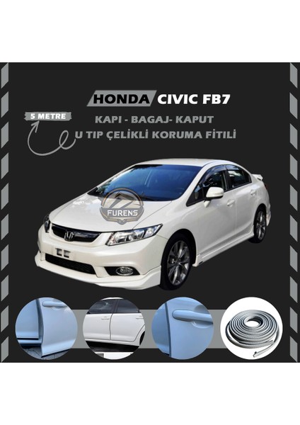 Honda Civic Fb7 Oto Araç Kapı Koruma Fitili 5metre Parlak Gri Renk